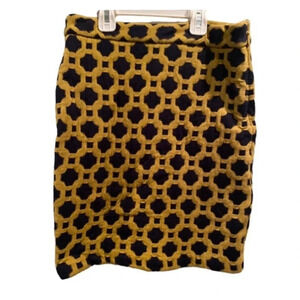 CHARLIE & ROBIN WOMENS MINI STRAIGHT SKIRT NAVY GOLD WINTER FALL BOTTOMS SIZE 0